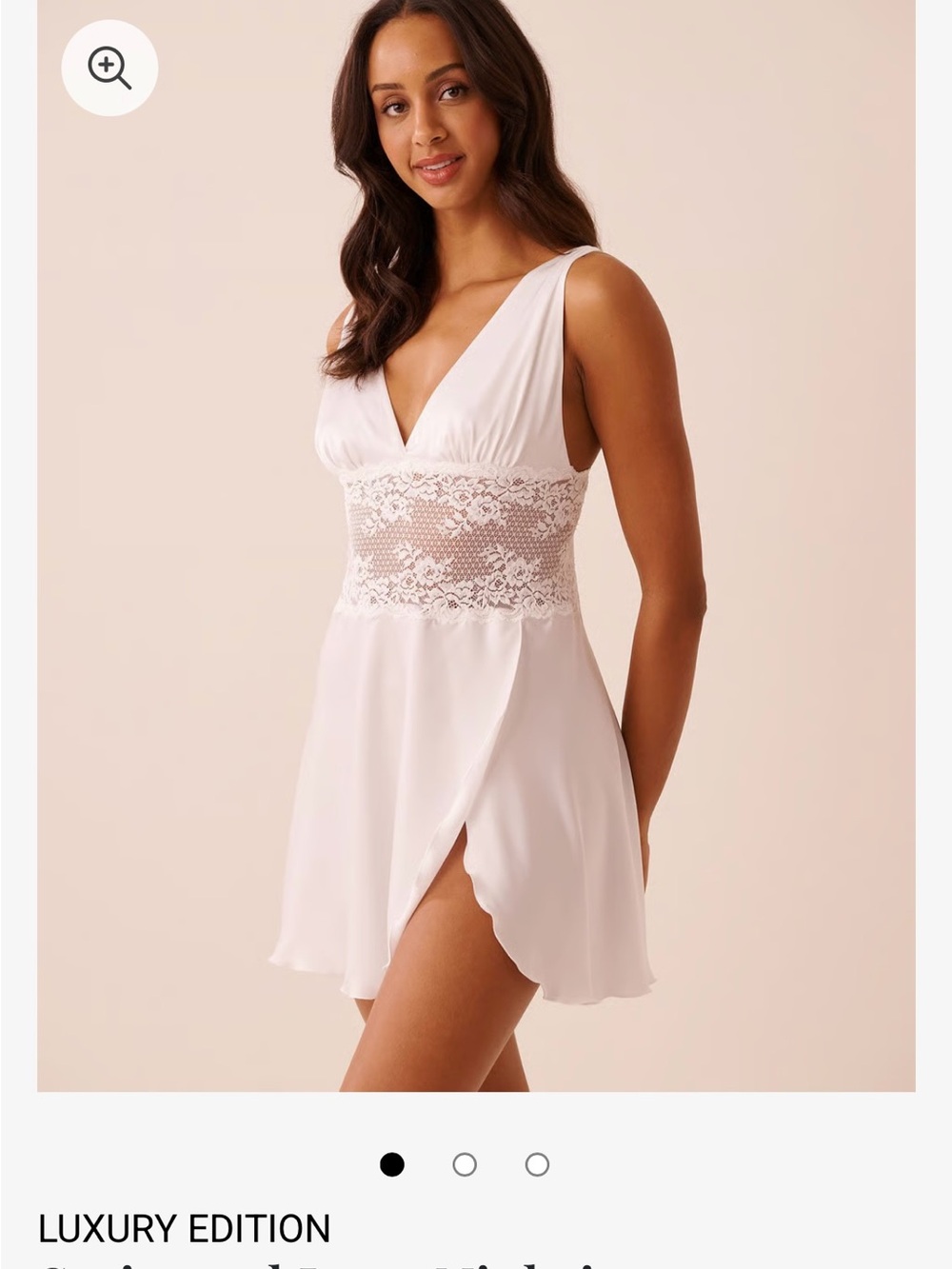 La Vie En Rose White V-Neck Lace Slip/Nightie - Picture 4 of 4